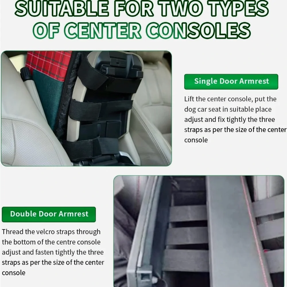 Console Dog Car Seat With Christmas Colors For Small Dogs Up To 12 Lbs